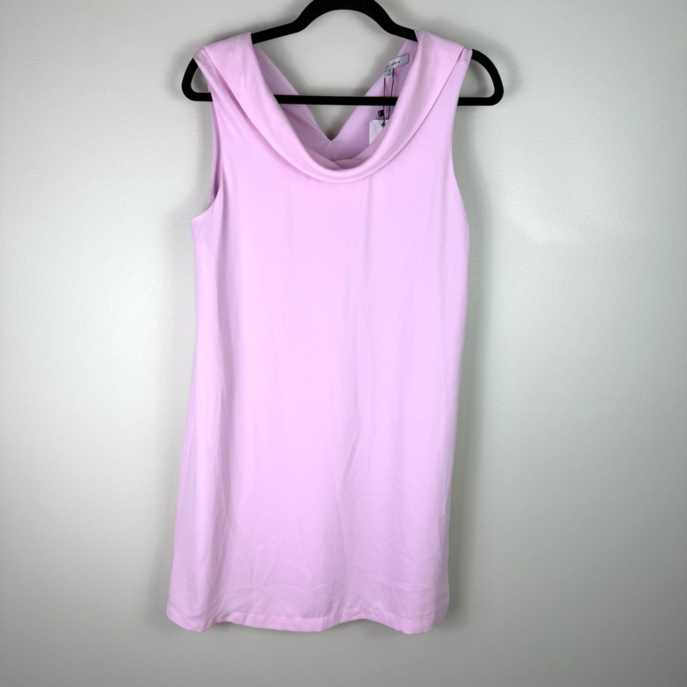 Naked Zebra Orchid Pink Rollover Neck Sleeveless Shift Dress Small Read Button